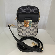 Load image into Gallery viewer, MICHAEL KORS SLOAN EDITOR SMALL TOPZIP FRONT POCKET PHONE CROSSBODY IN BLACK MULTI
