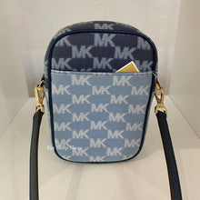 Load image into Gallery viewer, MICHAEL KORS SLOAN EDITOR SMALL TOPZIP FRONT POCKET PHONE CROSSBODY IN NAVY MULTI
