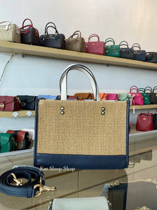 COACH DEMPSEY CARRYALL STRAW WITH COACH PATCH CA203 IN NATURAL MULTI