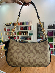 COACH TERI SHOULDER SIGNATURE CA548 IN KHAKI BLACK